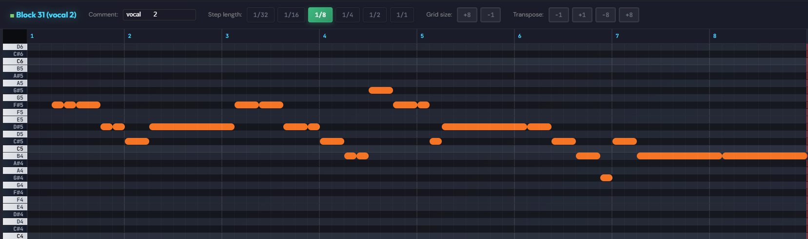 XSDAW Piano Roll — note editor