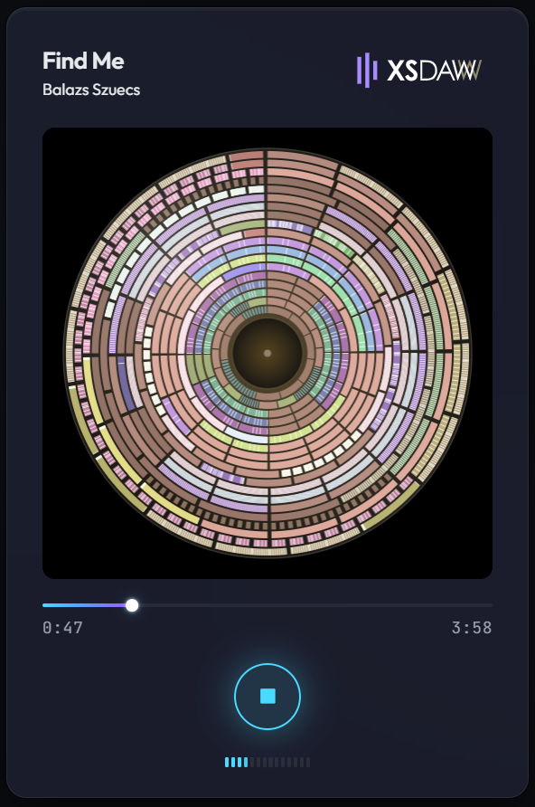 XSDAW Share Player — shared song player UI opened via link